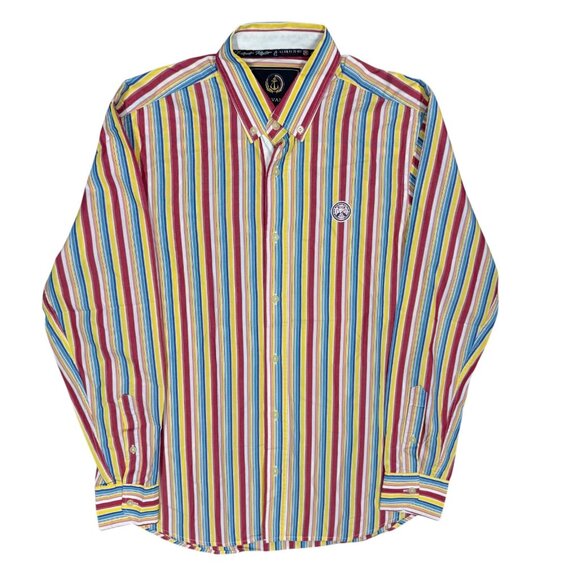 Galvanni Slim Fit Colorful Striped Button Down Shirt Medium - Picture 1 of 9